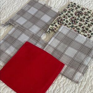 Set of Patterned and Red  vintage pot holders